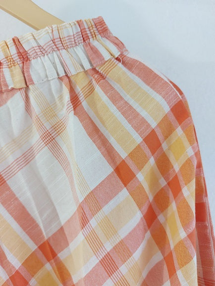 Orange Checks Long Skirt