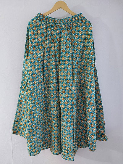 Blue Abstract Long Skirt
