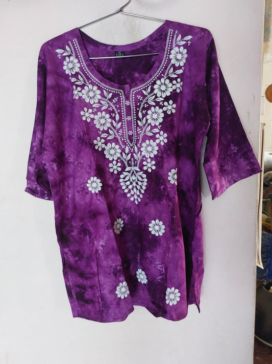 Purple Emb Short Kurti
