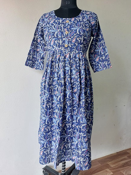 Indigo Paisley Midi Dress