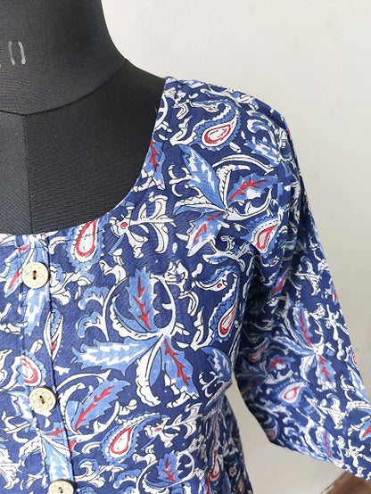 Indigo Paisley Midi Dress