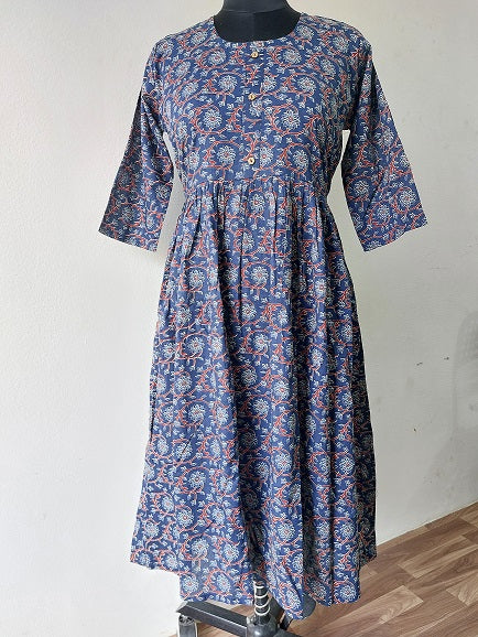 Blue Floral Midi Dress