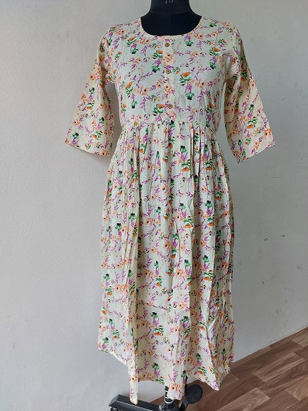 Lime Floral Midi Dress
