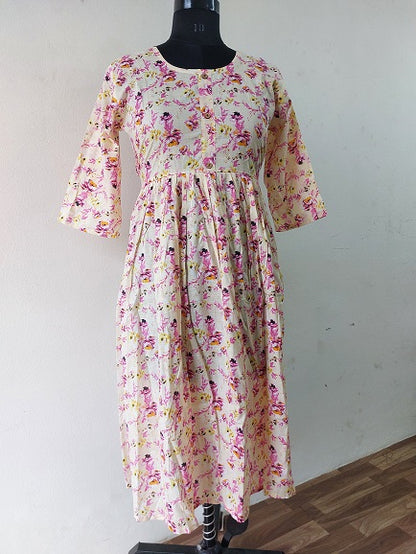 Pink Floral Midi Dress