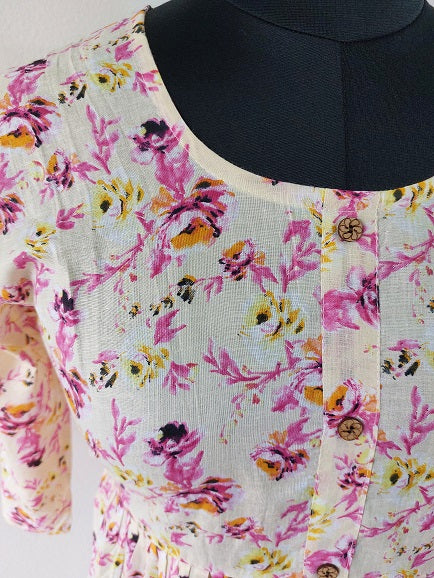Pink Floral Midi Dress