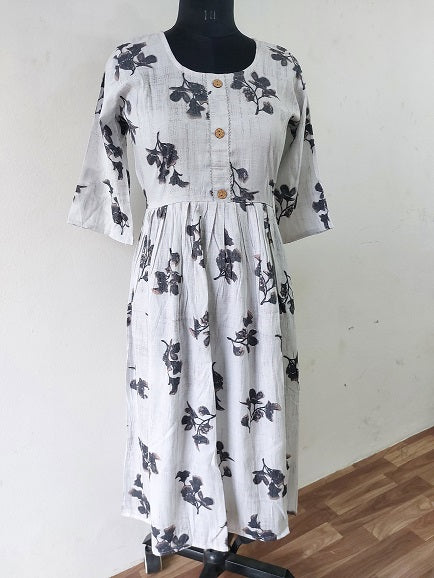 Grey Floral Midi Dress