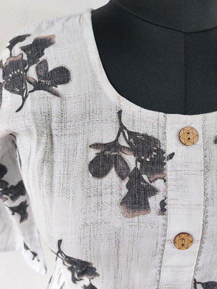 Grey Floral Midi Dress