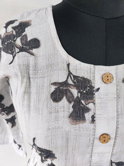 Grey Floral Midi Dress