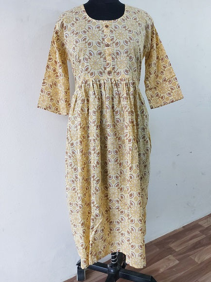Yellow Lotus Midi Dress