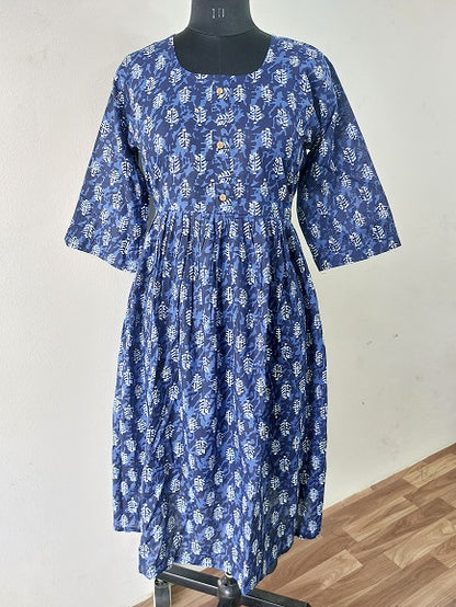 Indigo Leaf Midi Dress