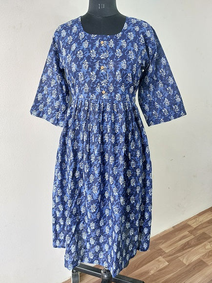Indigo Leaf Midi Dress