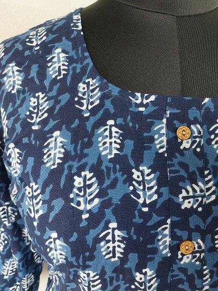 Indigo Leaf Midi Dress