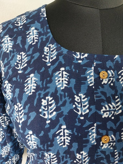 Indigo Leaf Midi Dress