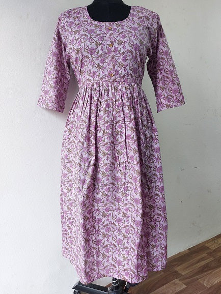Purple Floral Midi Dress