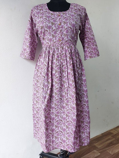 Purple Floral Midi Dress