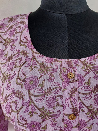 Purple Floral Midi Dress