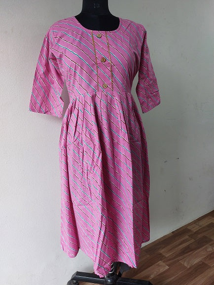Pink Leheriya Midi Dress