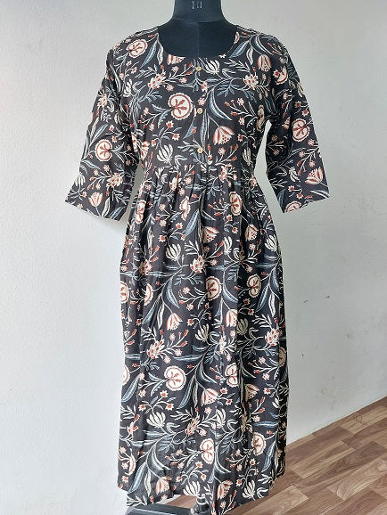 Black Floral Midi Dress