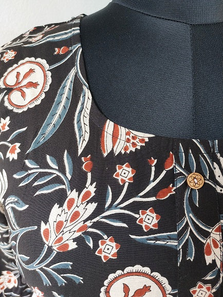 Black Floral Midi Dress