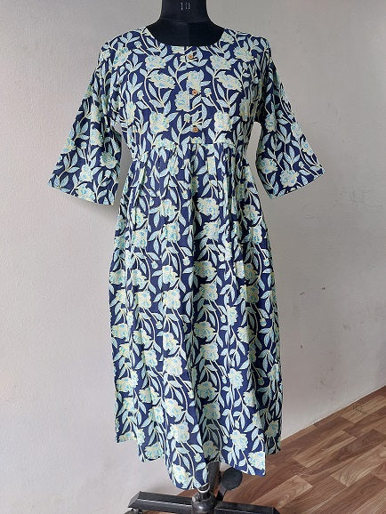 Blue Leaf Midi Dress