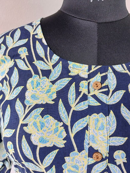 Blue Leaf Midi Dress