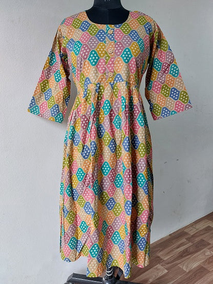 Rainbow Bandhani Midi Dress