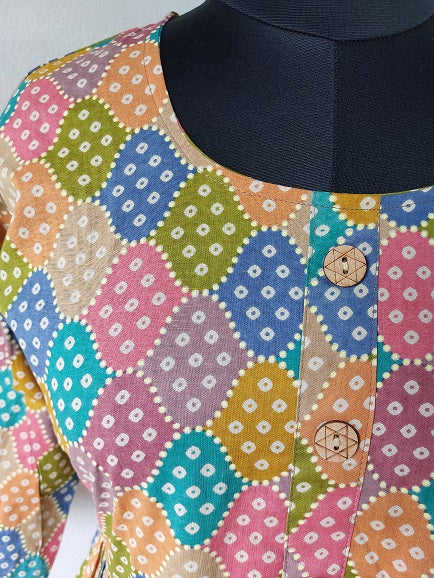 Rainbow Bandhani Midi Dress