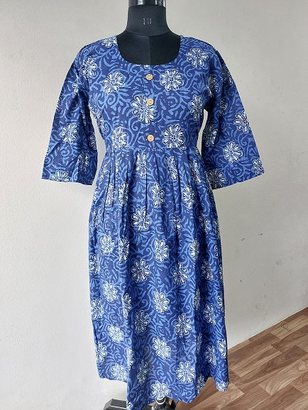 Indigo Floral Midi Dress