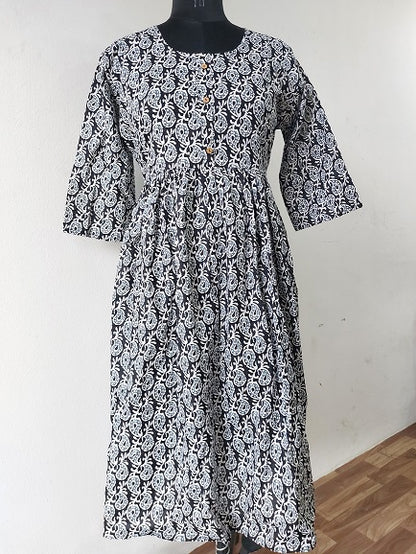 Black Paisley Midi Dress