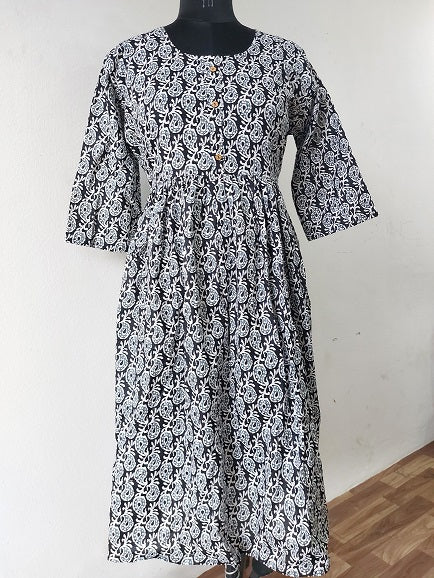 Black Paisley Midi Dress