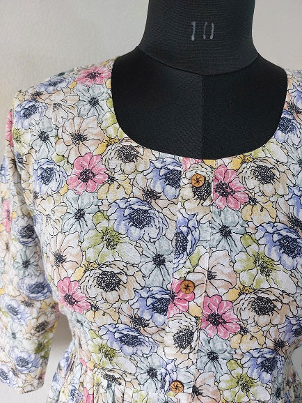 Grey Blossom Midi Dress
