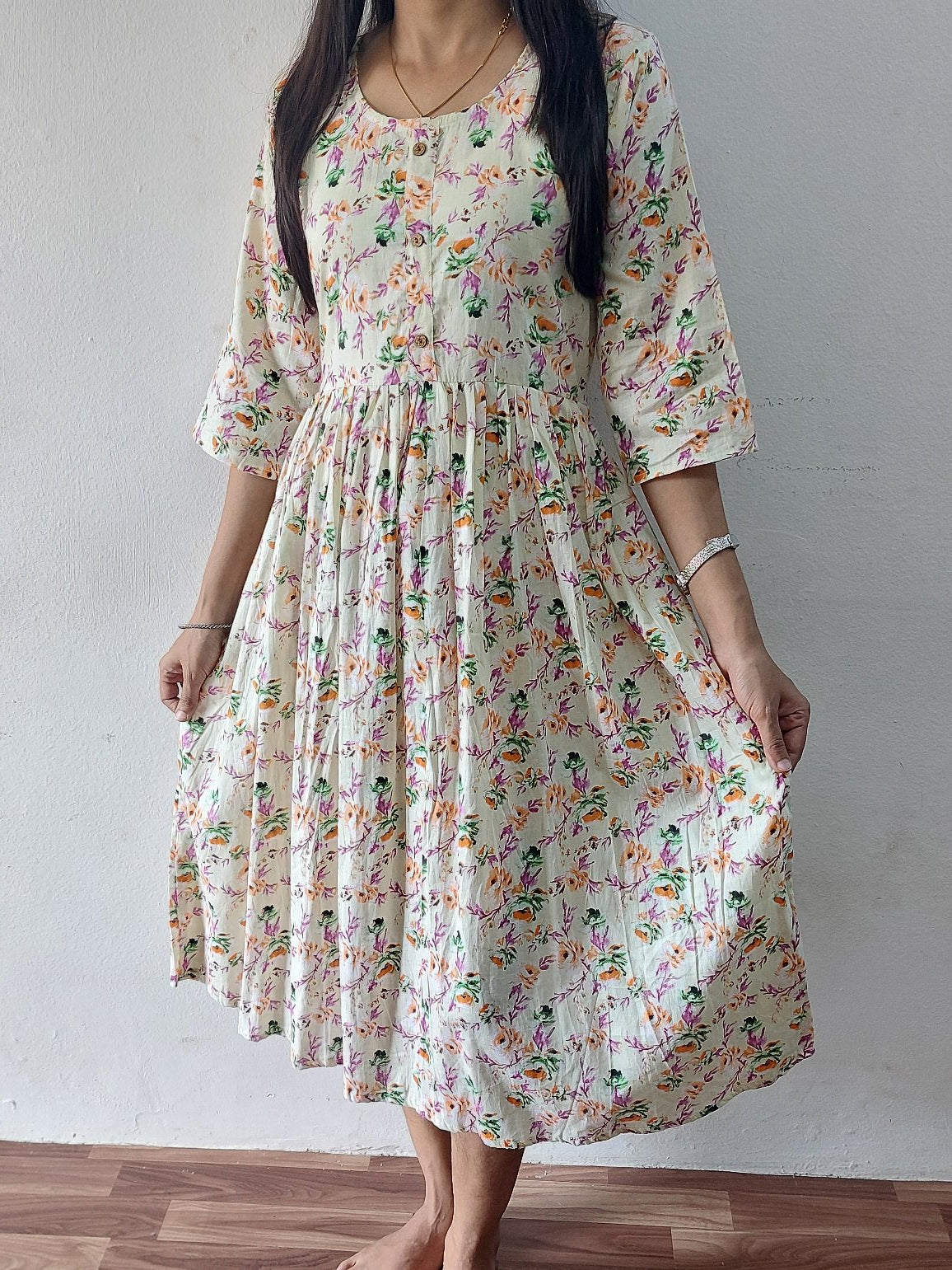 Lime Floral Midi Dress