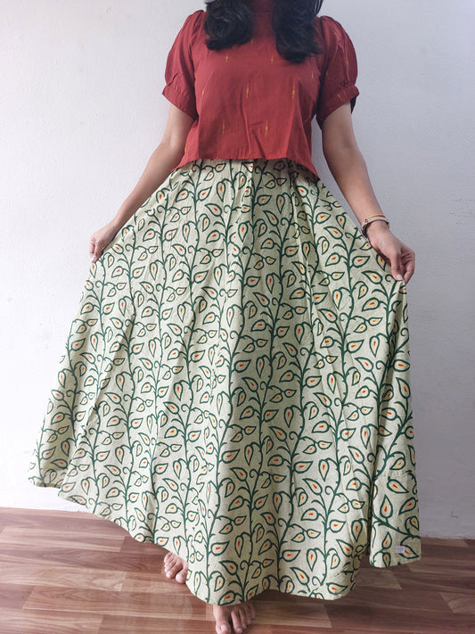 Green Leaf Long Skirt