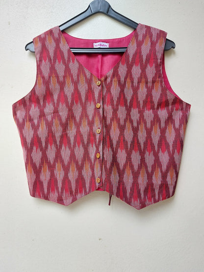 Maroon Ikkat Vest