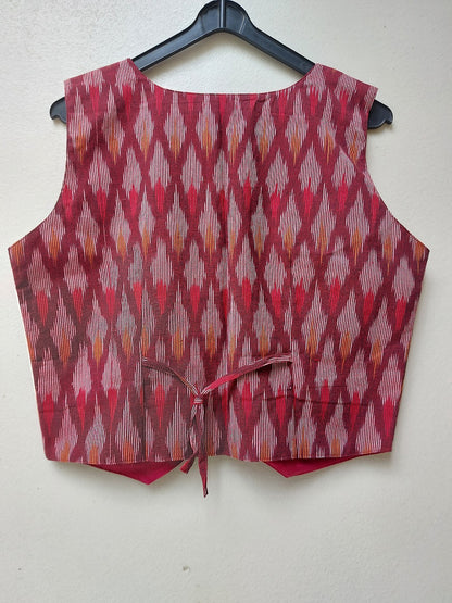 Maroon Ikkat Vest