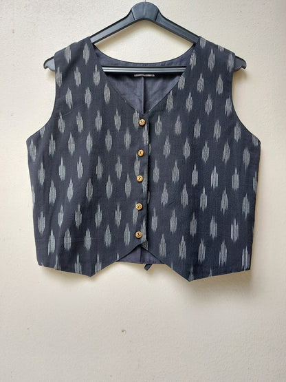 Black Ikkat Vest