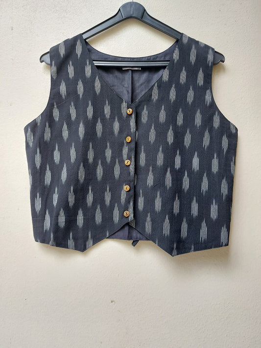 Black Ikkat Vest