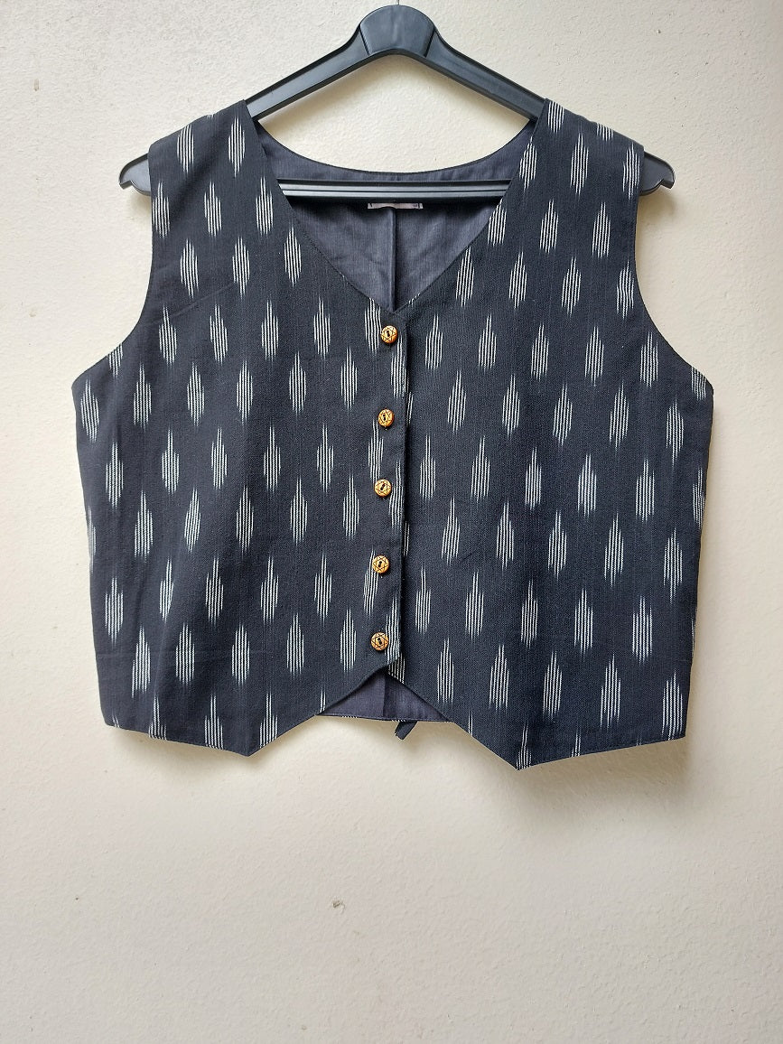 Black Ikkat Vest