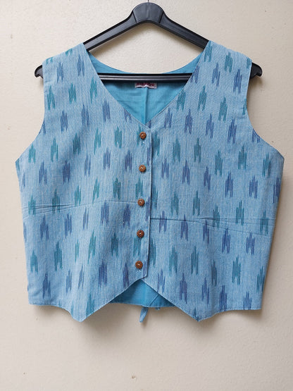 Blue Ikkat Vest