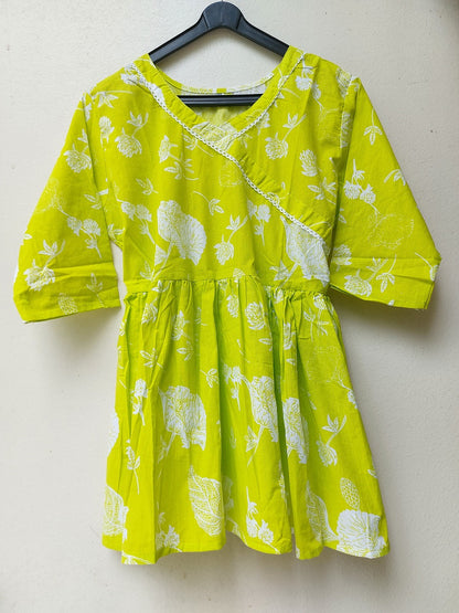 Lime Abstract Peplum Top