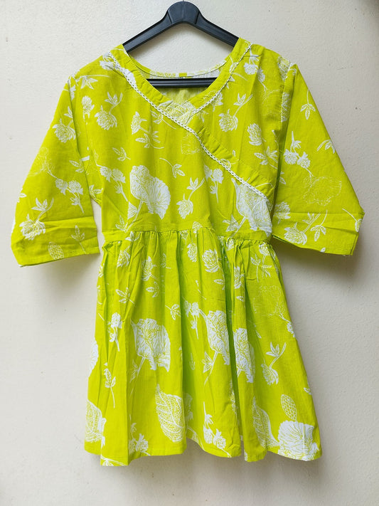 Lime Abstract Peplum Top