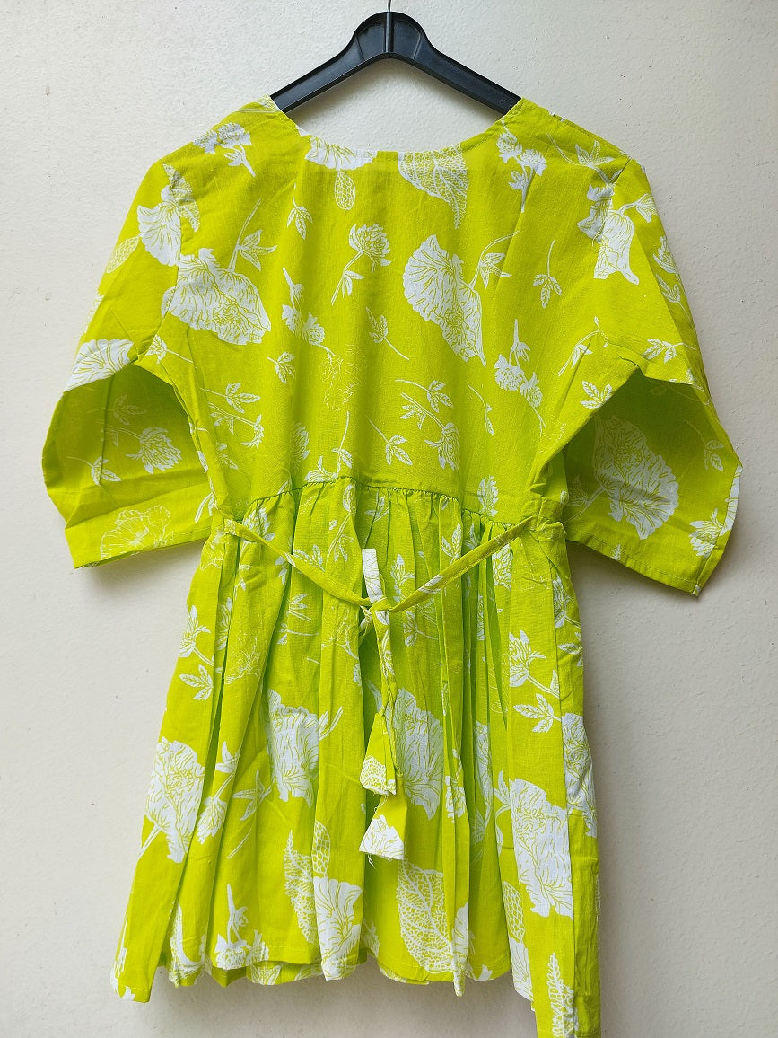 Lime Abstract Peplum Top