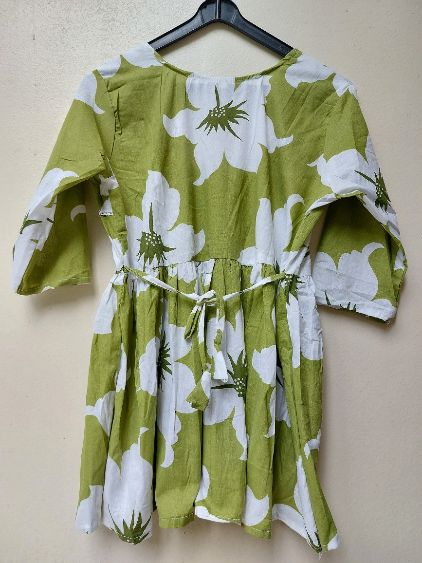Green Abstract Peplum Top