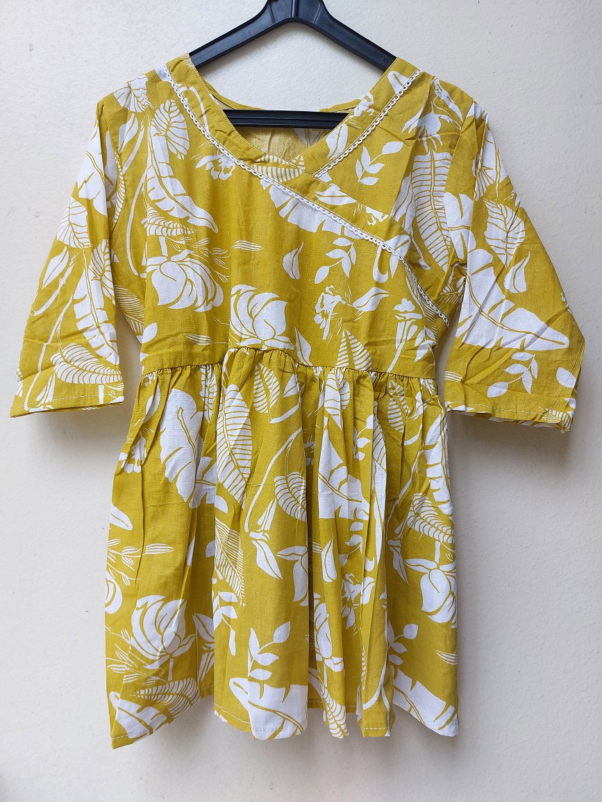 Yellow Abstract Peplum Top