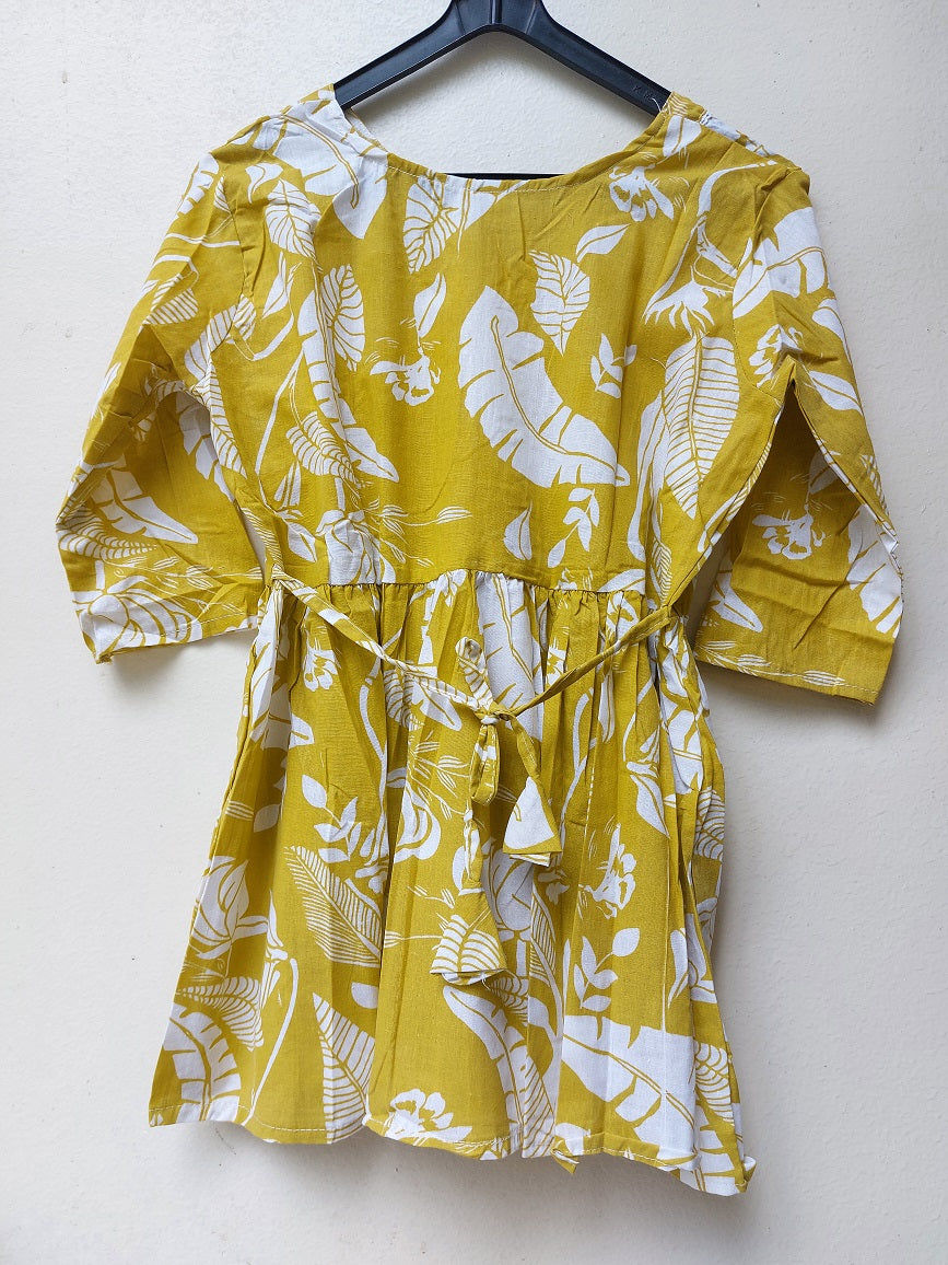Yellow Abstract Peplum Top