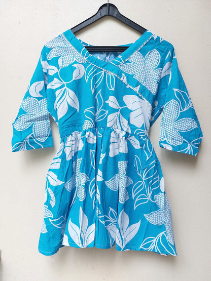 Blue Abstract Peplum Top