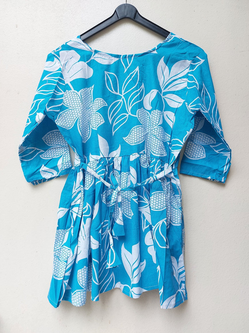 Blue Abstract Peplum Top