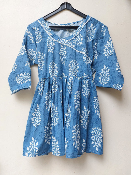 Blue Leaf Peplum Top