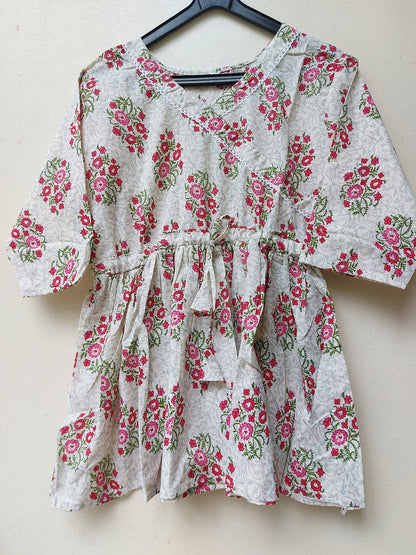 Cream Drawstring Peplum Top