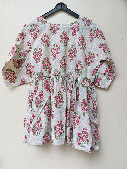 Cream Drawstring Peplum Top